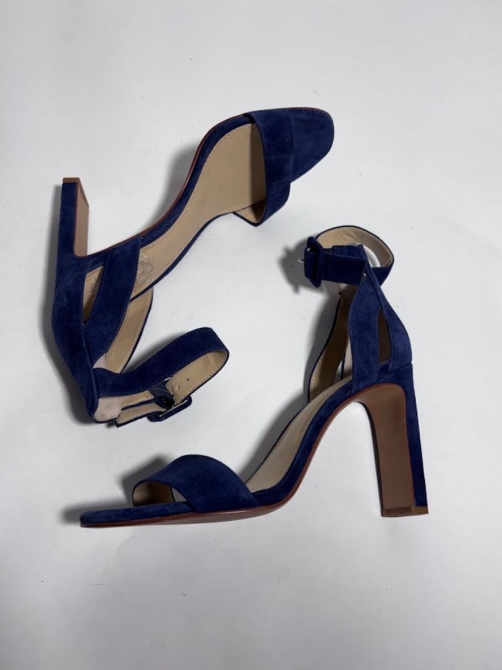 Vince Camuto Blue Leather Block Heels  Open Toe size 7.5